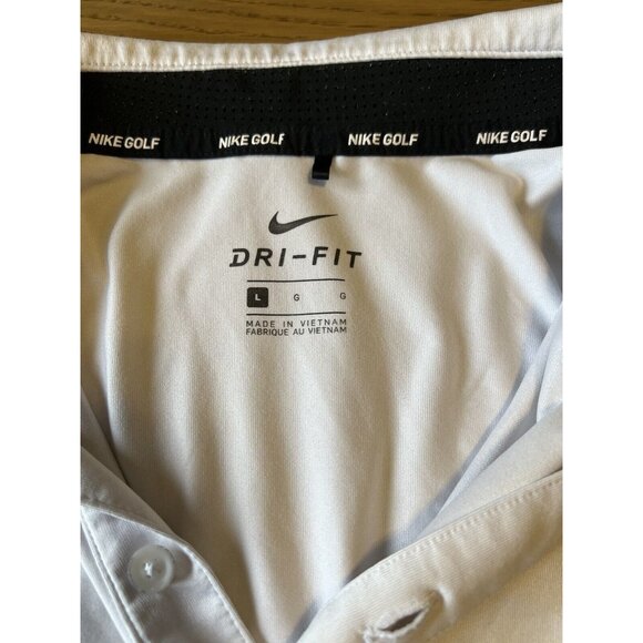 NIKE GOLF Size Large Dri-Fit White Brushed Gray Stripe Mens Polo Shirt Athletic - Picture 5 of 12
